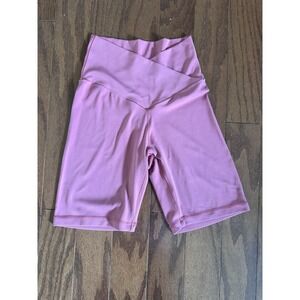 Aerie Crossover‎ Biker Shorts Women's S Pink High Rise Active Yoga